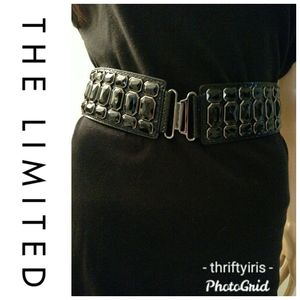 The Limited-Black Jeweled Stretch Belt-S/M
